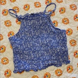 Light blue high neck crop top